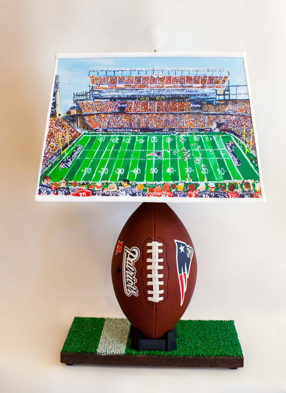 football lamp with small brass finial