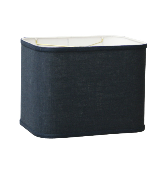 Round Corner Retro Rectangle Hardback Lampshade in Navy Linen
