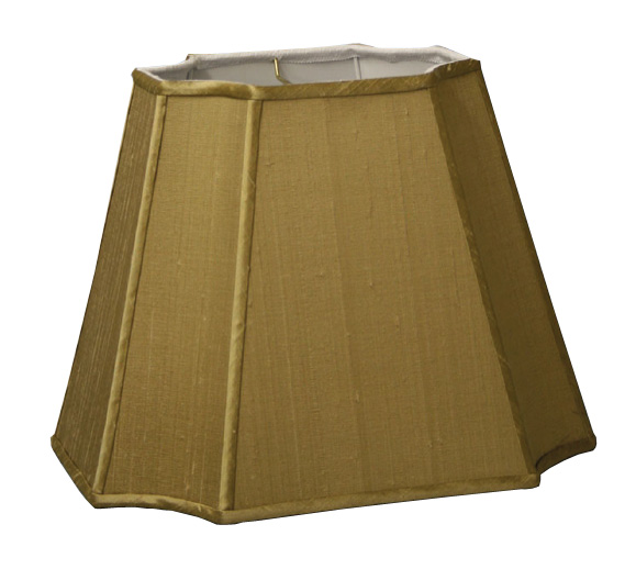 Inverted Cut Corner Rectangle Hardback Lampshade in Antique Gold Silk