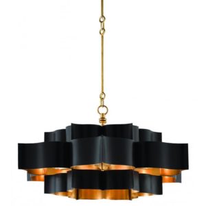 Currey Grand Lotus Black Large Chandelier 9000 0429