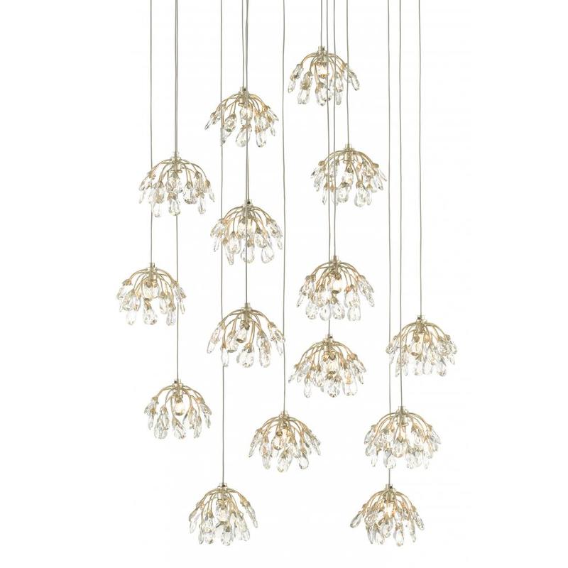 Currey Crystal Bud Round 15 Light Multi Drop Pendant 9000 0670