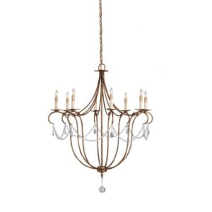 Currey Crystal Lights Gold Large Chandelier 9881