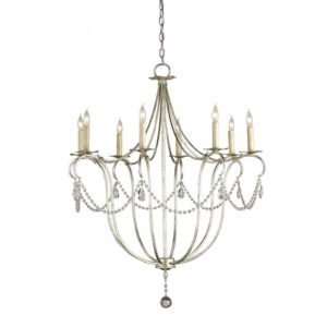 Currey Crystal Lights Silver Large Chandelier 9891