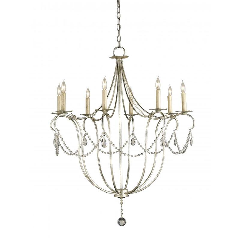 Currey Crystal Lights Silver Large Chandelier 9891