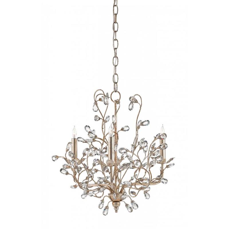 Currey Crystal Bud Silver Small Chandelier 9974