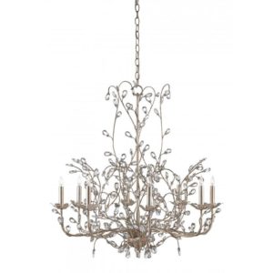Currey Crystal Bud Silver Large Chandelier 9975