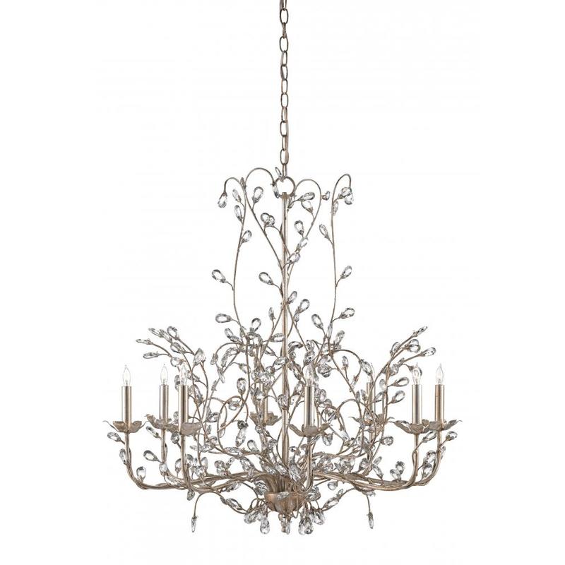 Currey Crystal Bud Silver Large Chandelier 9975