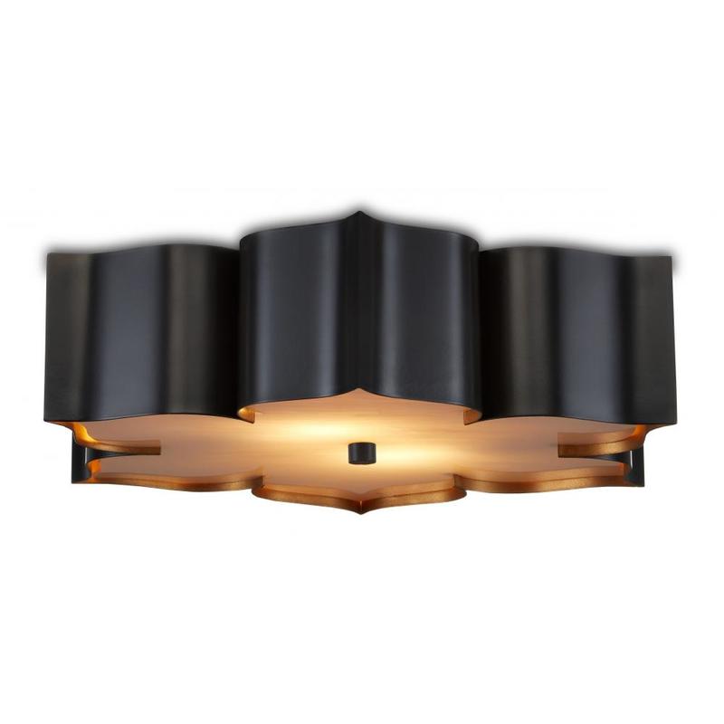 Currey Grand Lotus Black Flush Mount 9999 0060
