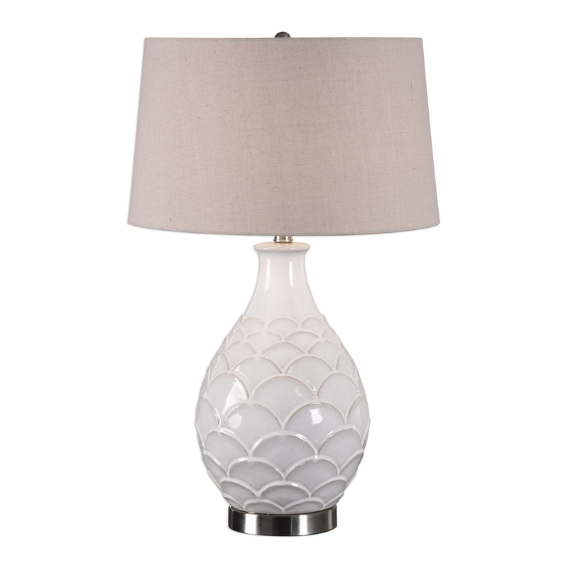 Uttermost Camellia Glossed White Table Lamp 27534 1