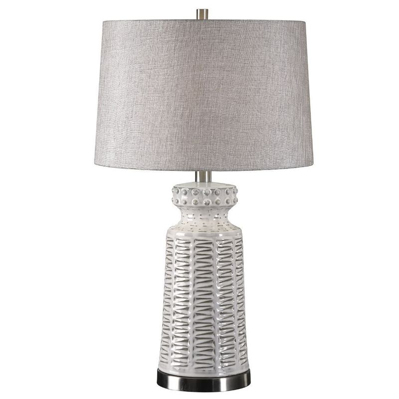 Uttermost Kansa Distressed White Table Lamp 27535 1
