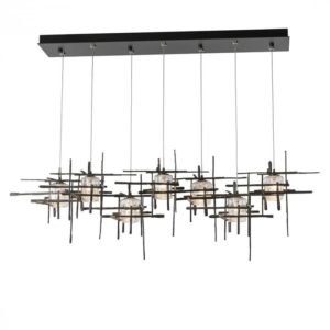 Hubbardton Forge Tura 7-Light Seeded Glass Rectangular Pendant