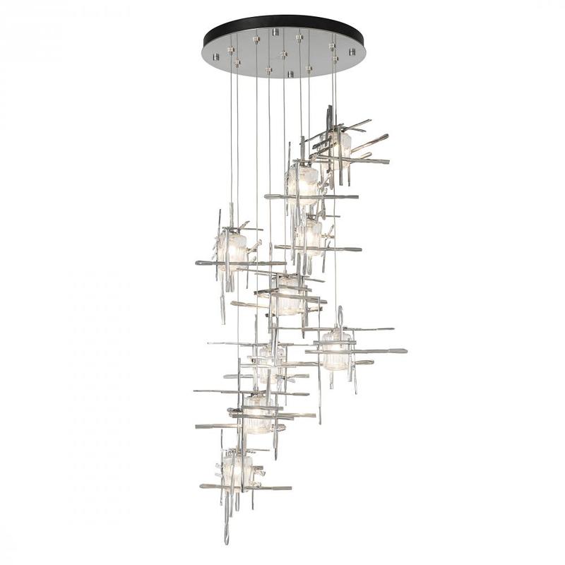 Hubbardton Forge Tura 9-Light Seeded Glass Round Pendant