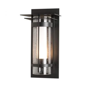 Hubbardton Forge Banded Seeded Glass with Top Plate Outdoor Sconce