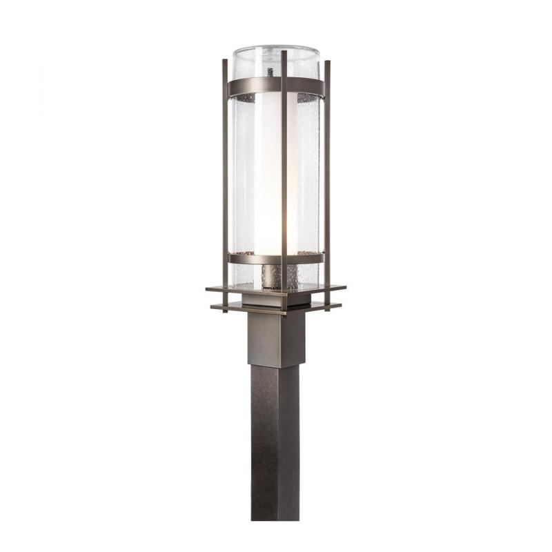 Hubbardton Forge Banded Seeded Glass Outdoor Post Light