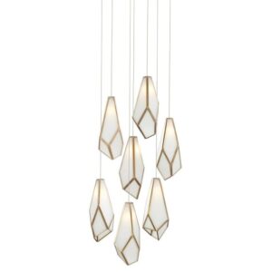 Currey Glace White Round 7 Light Multi Drop Pendant 9000 1035
