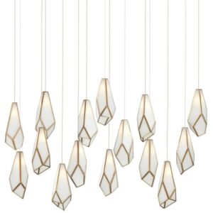 Currey Glace White Rectangular 15 Light Multi Drop Pendant 9000 1037