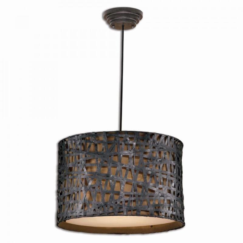 Uttermost Alita Aged Black Drum Pendant 21104
