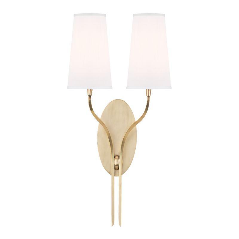2 LIGHT WALL SCONCE w/WHITE SHADE 3712 AGB WS
