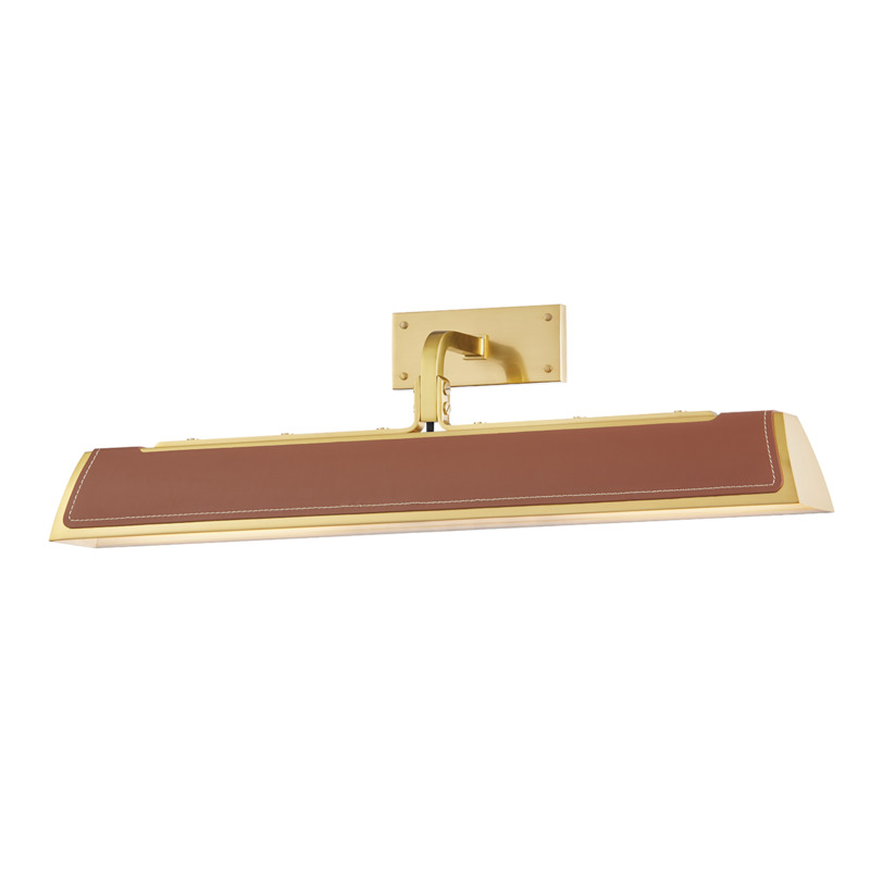 2 LIGHT WALL SCONCE W/ SADDLE LEATHER 5324 AGB
