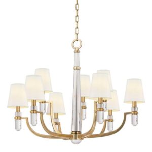 9 LIGHT CHANDELIER w/WHITE SHADE 989 AGB WS