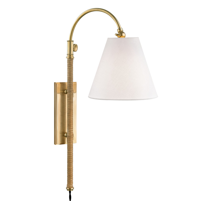 1 LIGHT ADJUSTABLE WALL SCONCE W/ RATTAN ACCENT MDS501 AGB