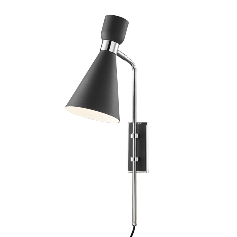 Mitzi by Hudson Valley Lighting Willa Plug in Sconce HL295101 PN BK