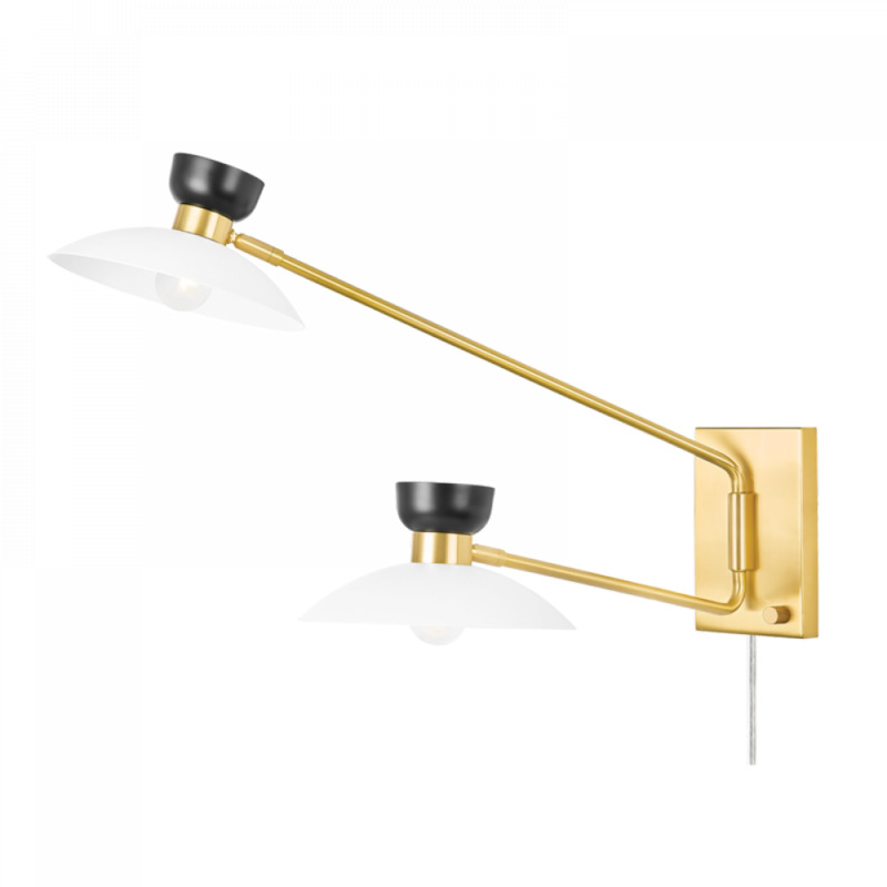 Mitzi by Hudson Valley Lighting Whitley Plug in Sconce HL481202 AGB