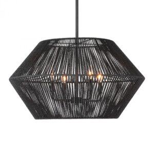 Uttermost Suva 4 Light Black Rope Pendant 21589
