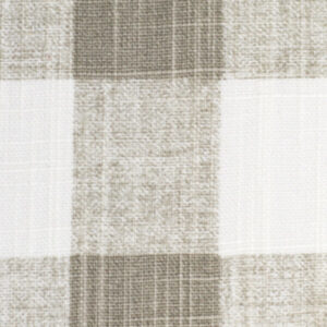 Oval Hardback Lampshade - Ecru and White Buffalo Plaid on Slubbed Canvas