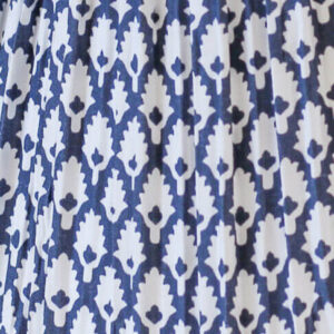 Cone Hardback Lampshade - Navy Blue and White Mushroom Pleat