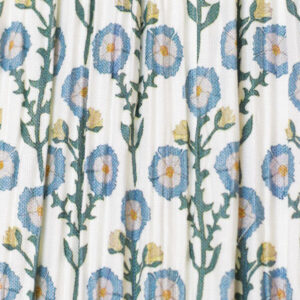 Cone Hardback Lampshade - Light Blue and White Floral Mushroom Pleat
