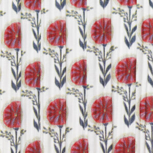 Cone Hardback Lampshade - Red and Plum Floral Mushroom Pleat