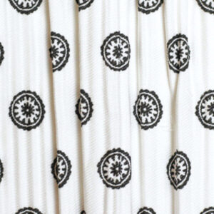 Cone Hardback Lampshade - Black Medallion on White Mushroom Pleat