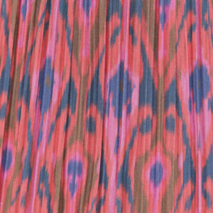 Cone Hardback Lampshade - Blue and Red Ikat Patterned Mushroom Pleat