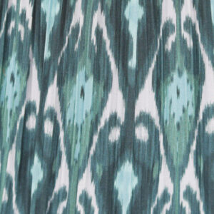 Cone Hardback Lampshade - Blue and Green Ikat Patterned Mushroom Pleat