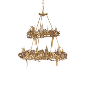 Currey Aviary Gold Two Tier Chandelier 9000 1321